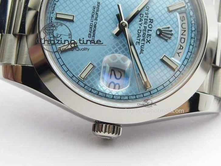 1:1 Bracelet Day-Date Dial Ice Noob Edition A3255 40mm SS on 228206 SS Textured Blue Best 0405